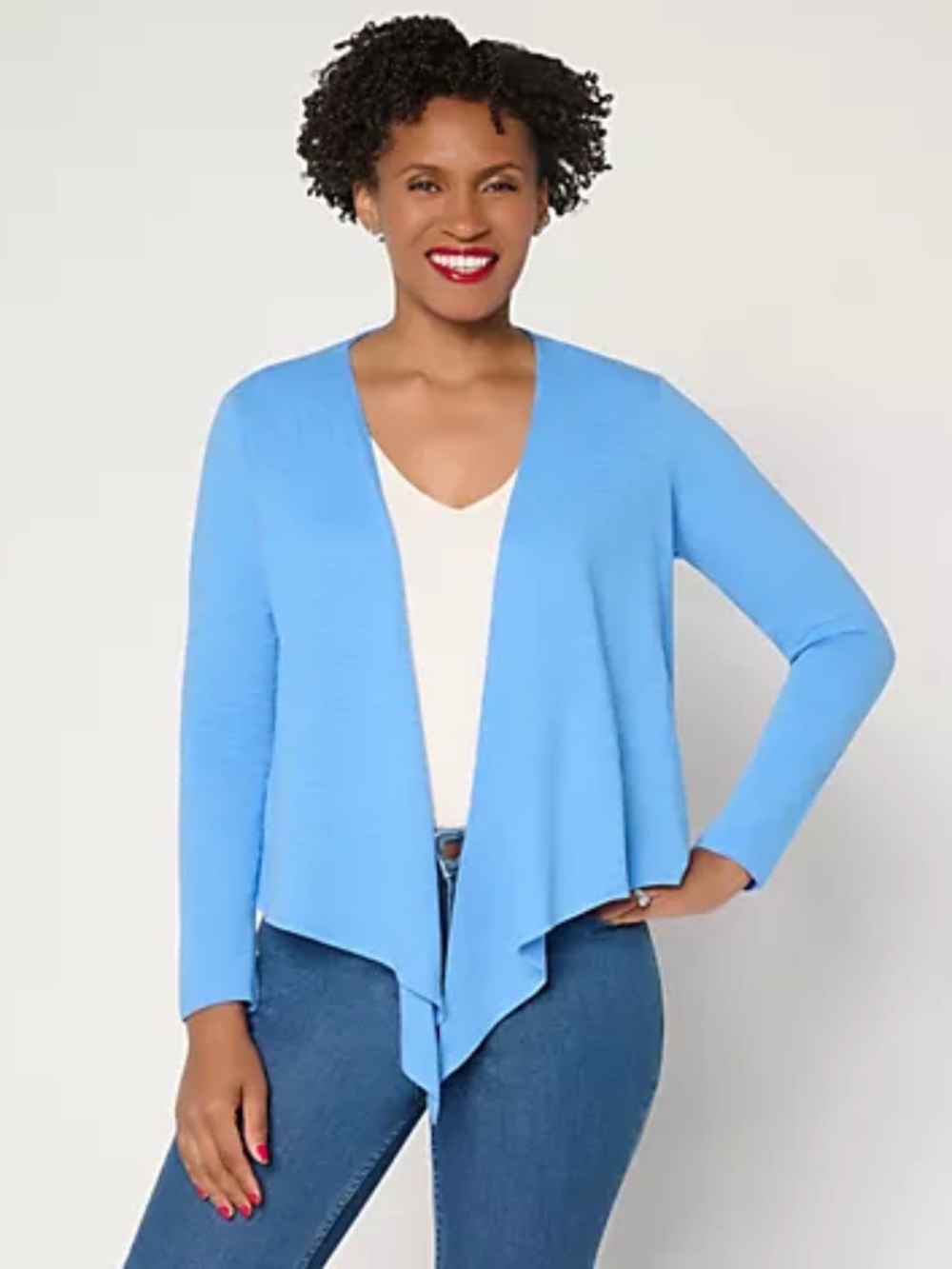 Belle by Kim Gravel Slub Knit Seas the Look Shrug, Blue Sz XL a719634
